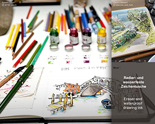 Octopus Write and Draw Ink 347 Black Elephant, wasserfeste Tinte zum Schreiben und Zeichnen, Kalligraphietinte, lichtechte Zeichentusche für Füllhalter, schwarz, 50 ml