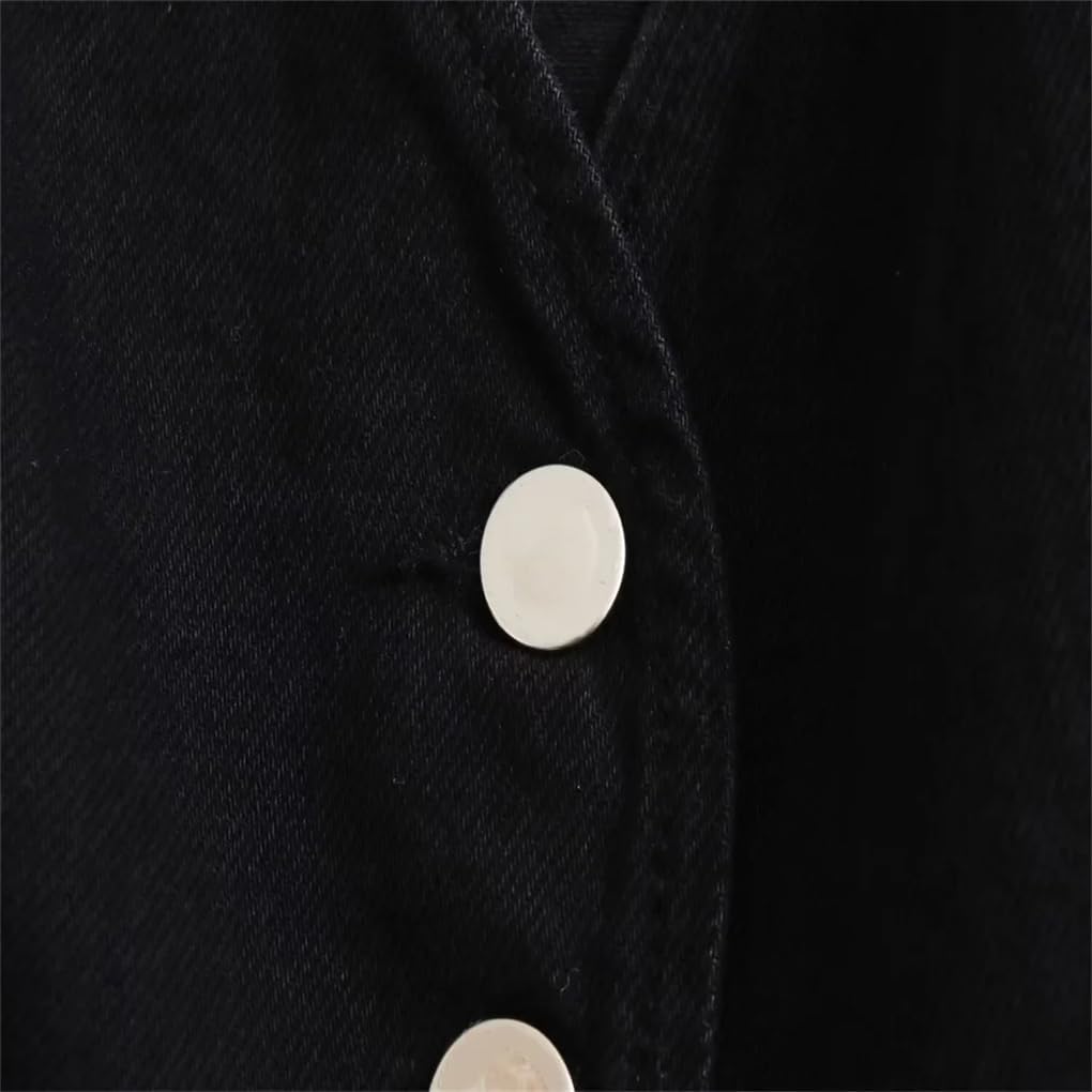 Women V-Neck Denim Vest Women's Loose Short Slim Sleeveless Horse Clip Thin Tank Top Waistcoat Vest