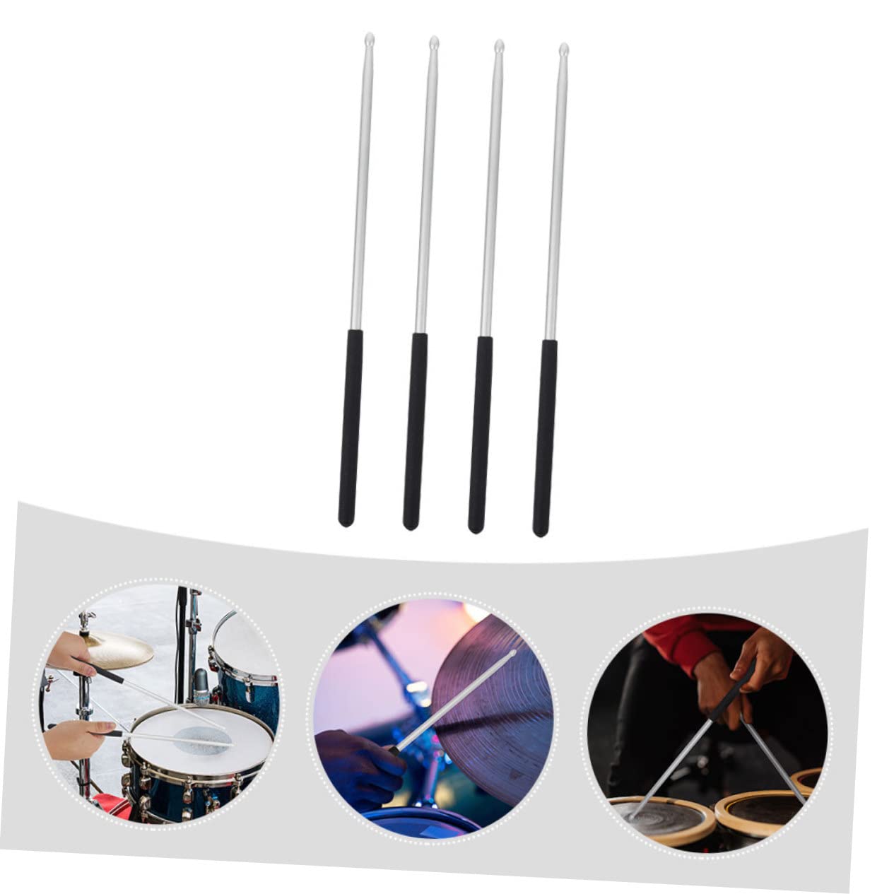YARNOW 4pezzi Bacchette Per Batteria in Lega Alluminio Bacchette Per Batteria Senza Packaging Adatte Strumenti Percussione Acustici Ed Elettronici Impugnatura Antiscivolo e Design Forma d