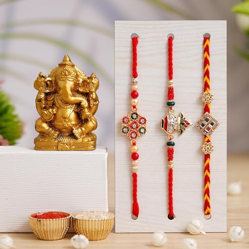Webelkart Premium Combo Of 3 Rakhi With 1 Ganesha Idol For Home And Car dashborad | Rakhi For Bhaiya bhabhi And Kids Rakhi | Sister Rakhi Best Wishes Card (B0CC9H73GC) Amazon Price History, Amazon Price Tracker