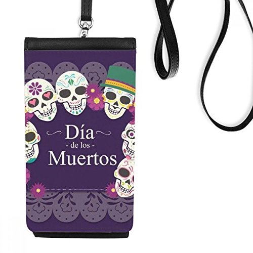 Pochette téléphone Mexique en cuir PU noir suspendu et portefeuille