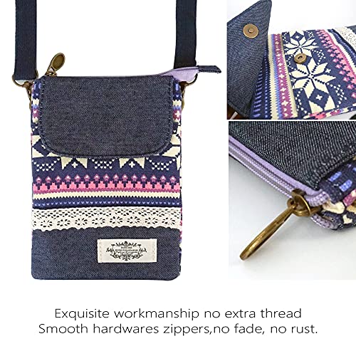 Image of Roomy Cell Phone Purse Wallet Small Crossbody Bags For Women teen girlsl | Small crossbody bags for women with Shoulder Strap,mini thread wallet,cute canvas travel purse tiny purse