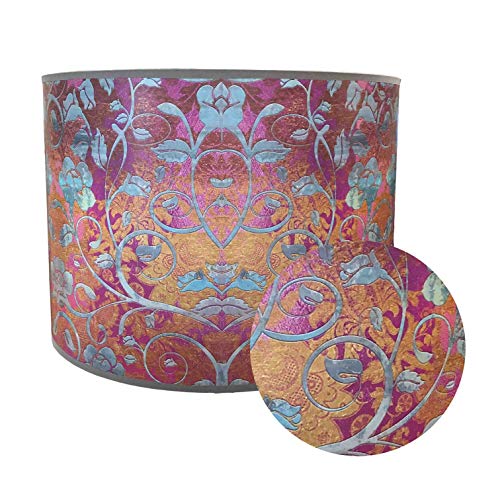 Image of Royal Designs, Inc. Trendy Decorative Handmade Lamp Shade, Made in USA, 10in, HBC-8074-10-2, Raspberry Lotus - 2 Pk