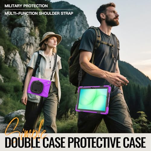 Coque Samsung Galaxy Tab A11 Plus violette antichoc avec support rotatif et écran intégré 11" - 6
