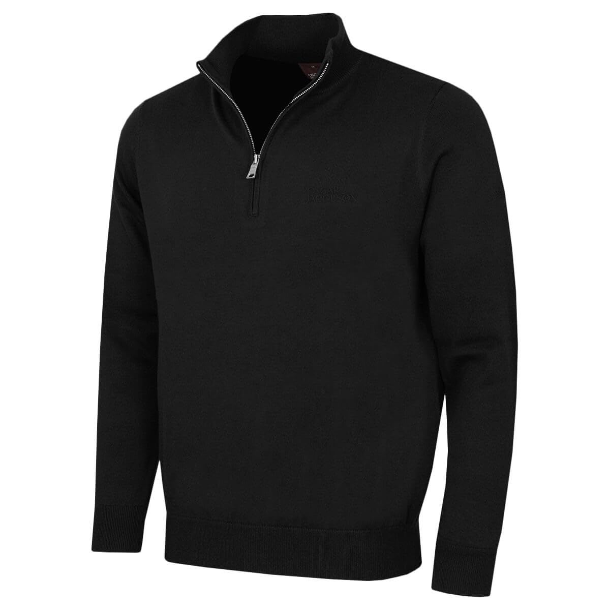 Oscar Jacobson Mens Wetherby Quarter Zip Sweater - Black - L
