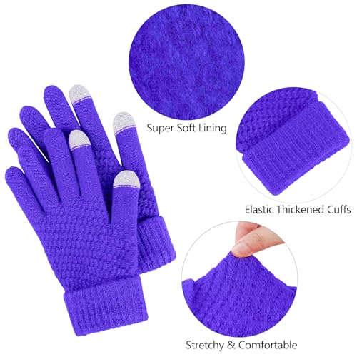 Apoway Winter Warm Set Knitted Beanie Hat Scarf Cold Weather Touchscreen Gloves Soft Ear Warmer for Men Women4