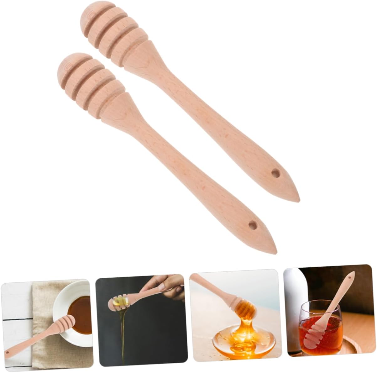 2pcs Wooden Honey Dipper Sticks Natural Wood Honey Stirrer for Easy Dispensing Compact Design for Weddings and Daily Use Reusable and Safe Stirrers image 3