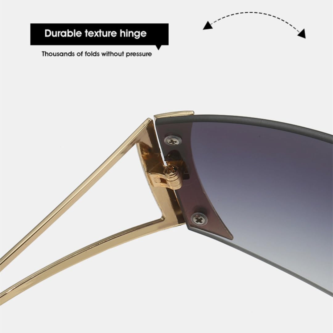 Occhiali da sole da donna, senza montatura, punk, monoblocco, da uomo, di lusso, con montatura UV400, occhiali da vista alla moda