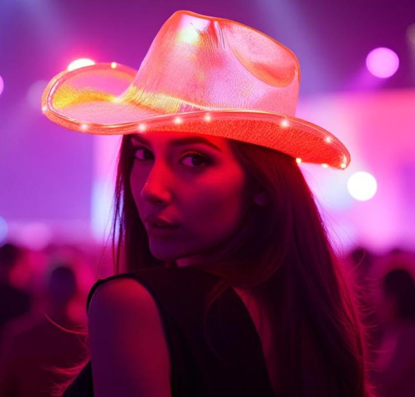 Sombrero vaquero unisex con luces LED para fiesta miniatura 3