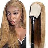 Zeslaerr Straight Human Hair Wig 5x5 Hd Frontal Lace Wig Echthaar PerüCke 150% Density Unprocessed Brazilian Virgin Hair #27 Honey Blondee Minimal Tangle For Women 14 Inch