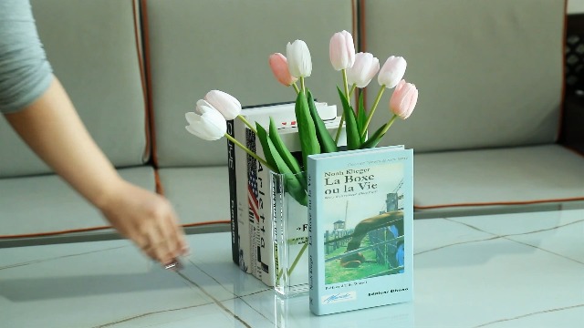 Book-Shaped Vase for Flowers, Book Lovers Gifts Cute Clear Flowers Vases