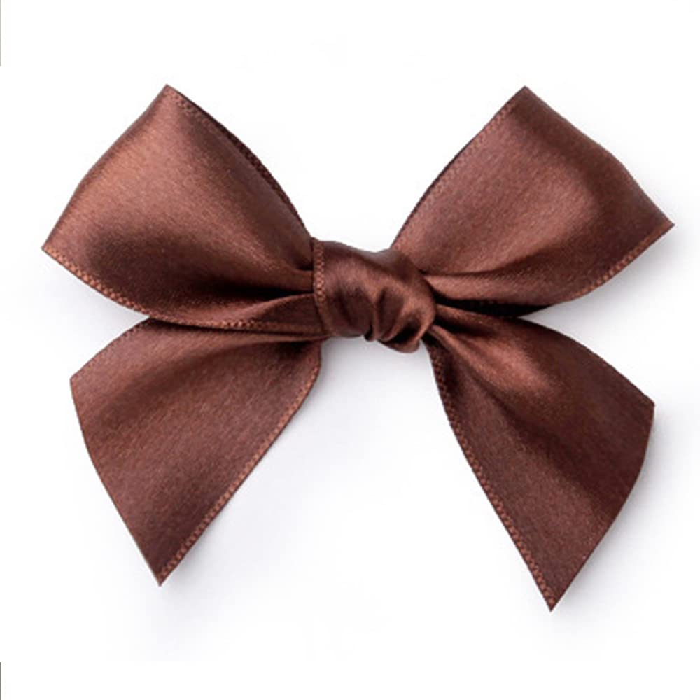 Duories Pack of 50 Small Satin Bow Gift Ribbon Handmade Satin Ribbon Bowknot for Gift Packaging Handmade DIY, Wedding (Brown)