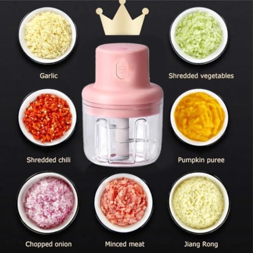 Image of Rechargeable Electric Mini Food Chopper for Vegetables, Fruits, Onion & Garlic | USB Charging Portable Food Processor | Stainless Steel 3-Blade Vegetable Cutter & Kitchen Chopper (250ml)