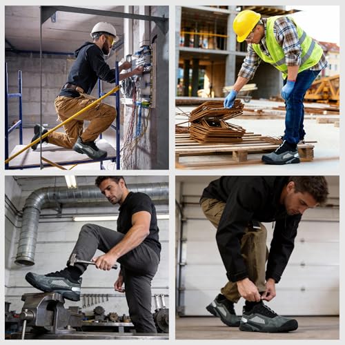 Image of Steel Toe Shoes for Men,Lightweight Work Shoes,Mens Indestructible Safety Boots,Puncture Proof Construction Steel Toe Sneaker.