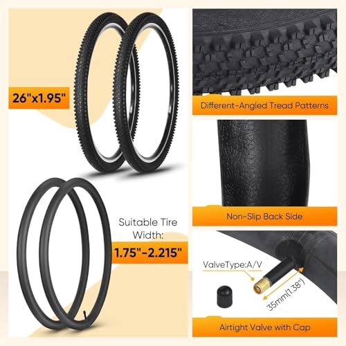 24/26×1.95” Bike Tire, 2 Pack 24/26×1.95 Folding Bicycle