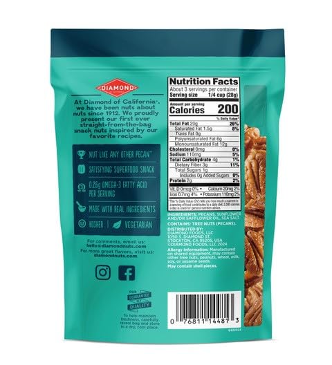Image of Diamond of California Sea Salt Pecan Snack Nuts 3.25 oz (Pack of 8)