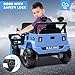 MINIATURE MOTORS 12V Kids Electric Ride on Truck Car Remote Control, Twin 35W Motors 3.5MPH Max Speed, Bluetooth USB Music Player, 4 Wheels Suspension LED Lights Safety Belt, Gift for Boy & Girl-Blue
