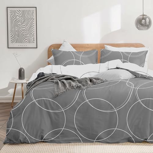 Dreamzie Funda Nordica Cama 135 Estampado Círculos con 2 Funda Almohada 80x80 cm - Funda nordica 155x220 de 100% Microfibra - Certificada Oeko...