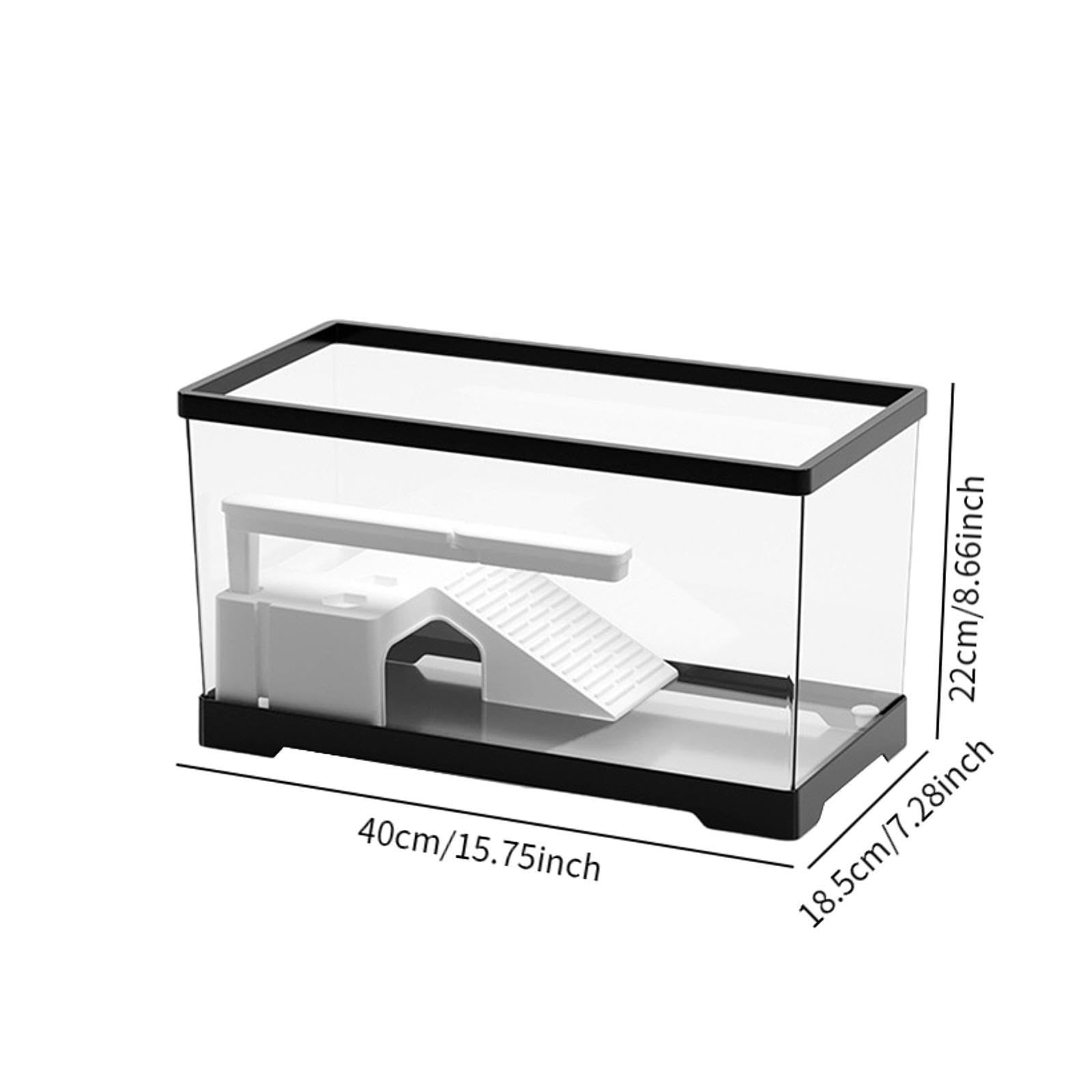 Turtle Tank Recipiente Terrario Tortuga Acuario Material PC Multizona Adecuado para Tortugas Reptiles Anfibios Y Hogares Familiare, Negro, Individual