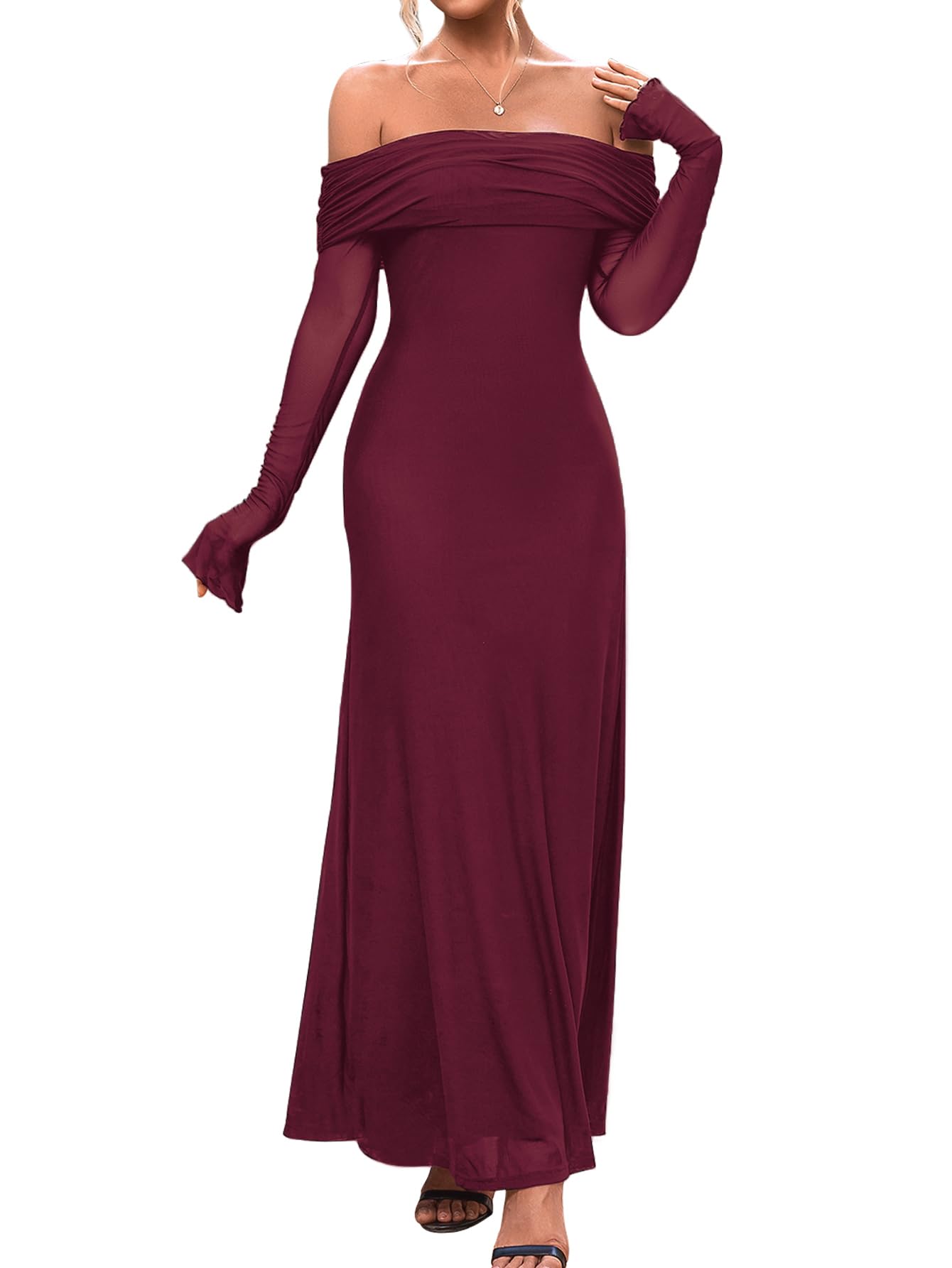 KUTUMAI Off Shoulder Maxi Dress