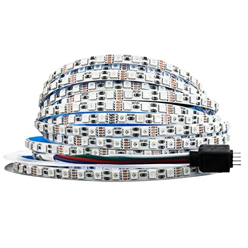 Tesfish Striscia LED 12V RGB, 5mm di larghezza Ultra Sottile Strisce 5M SMD 3535 IP20 Totale 600 LEDs Nastri Luci Colorate per Camera da letto, Cucina, Decorazione Pubblicitaria