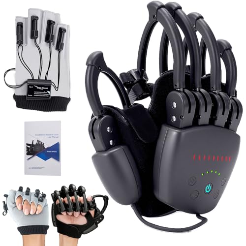 Upgrade Rehabilitation Robot Gloves for Stroke Hemiplegia Recovery, Portable Robotic Hand Glove for Stroke Rehab, Adjustable Strength, 4 Mode (Rechargeable with Mirror Training, Right Hand-L)
