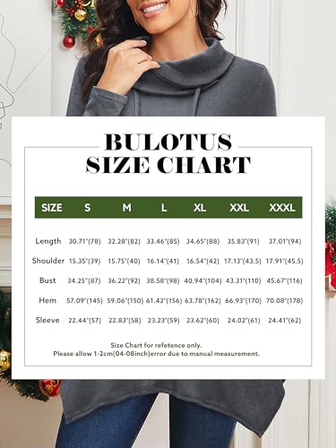 Image of Bulotus Womens Sweaters 2025 Winter Cowl Neck Long Asymmetrical Tunic Sweaters for Leggings Holiday Vacation Tops