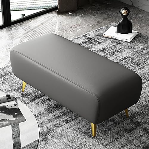 Pouf rectangulaire multifonction en similicuir noble avec assise capitonnée