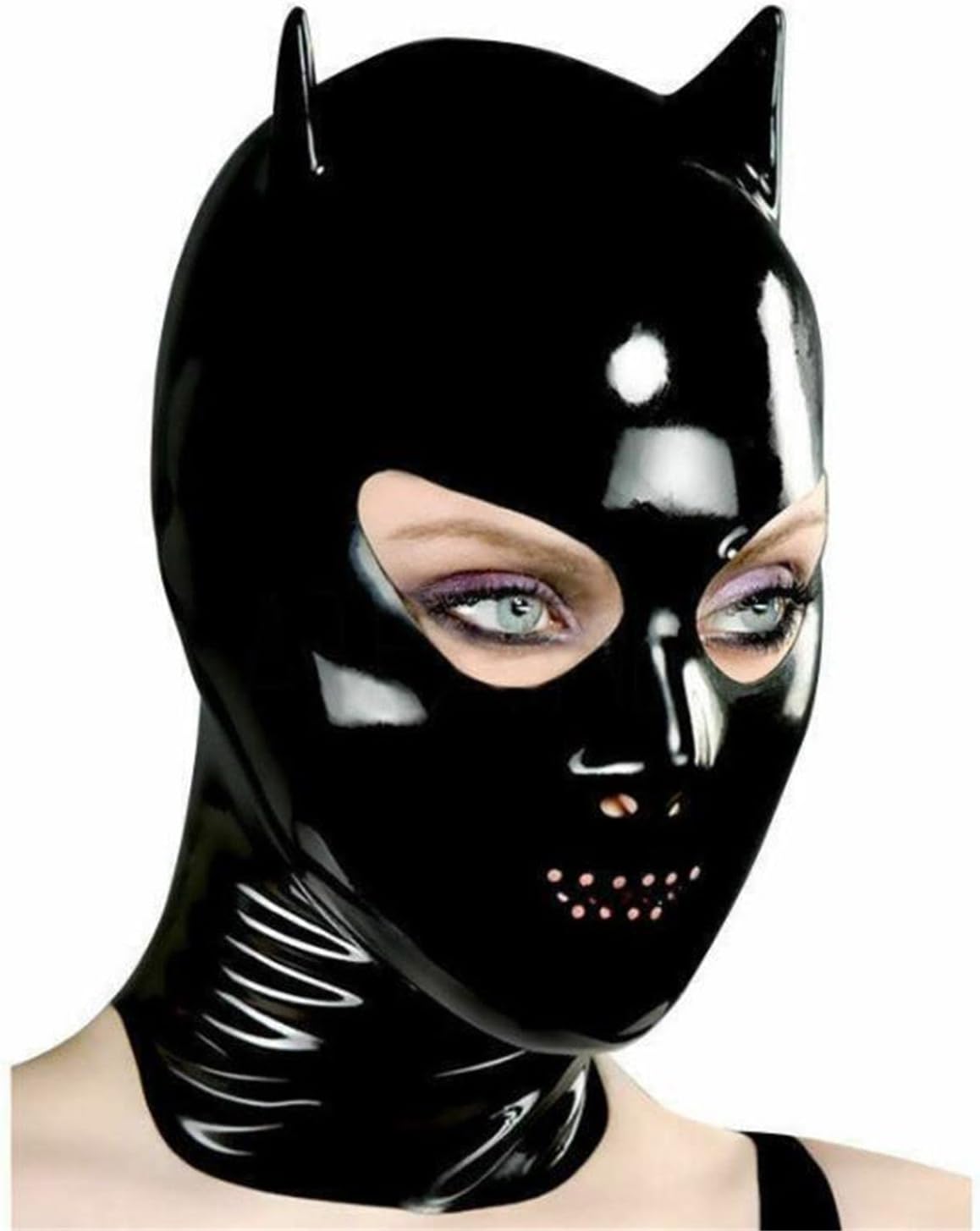 Latex Hood Rubber Mask Handmade for Men Women,LATEX Head Cover Masks Open Eyes with Ears,Back Zipper