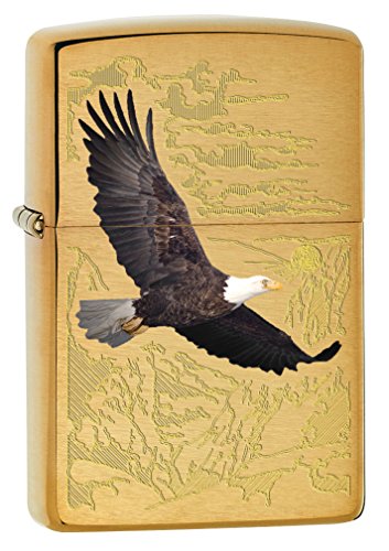 Encendedor Zippo Águila Calva Fondo Grabado Bronce miniatura 1