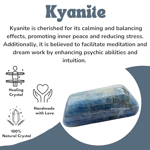 Image of Certified Kyanite Crystal Healing Tumbled Stone, Natural Polished Crystals for DIY Crafts, Manifestation, Meditation, Pooja Feng Shui and Reiki Healing (30 Grams)