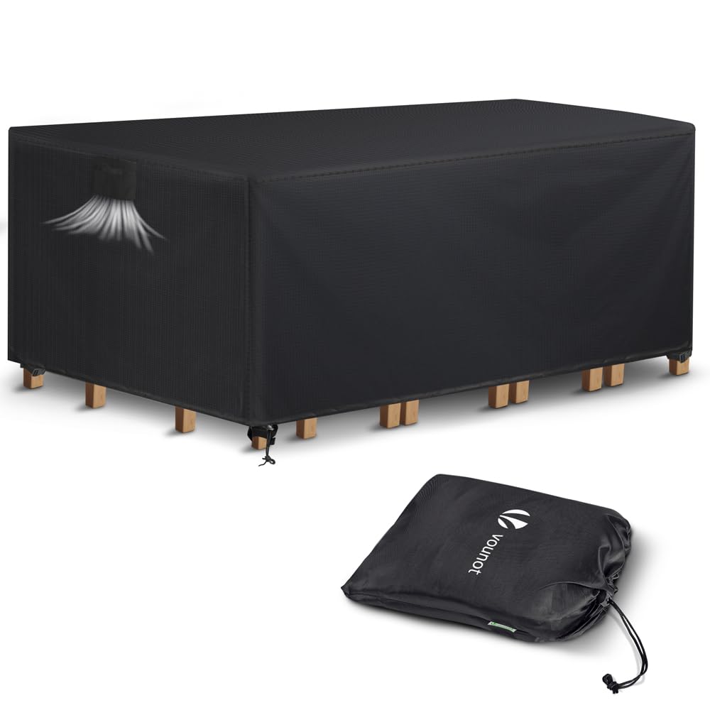 VOUNOT Garden Furniture Covers, 213x132x73cm, Waterproof, Anti-UV, Windproof, Heavy Duty Oxford Fabric with Reinforced Lines