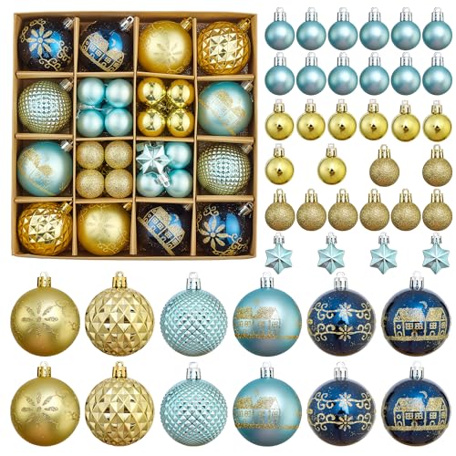 44 Stück Weihnachtskugeln Set, Christbaumkugeln Kunststoff...