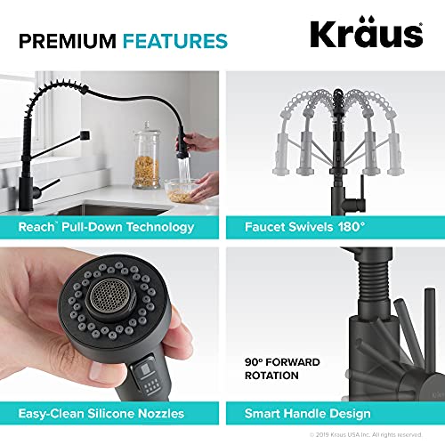 Kraus KPF-1610MB Bolden Commercial Style 2-Function Single Handle Pull Down Kitchen Faucet In Matte Black thumb #6