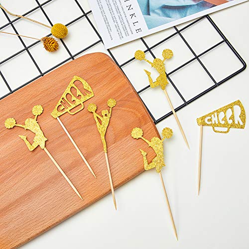36 Pieces Cheerleader Cupcake Toppers Glitter Cheerleading Gymnastics Cupcake Picks Cheer Team Cake Decorations Gymnast Girl Toothpicks Cake Decor For Girls Birthday Party Favors Supplies #TOP6