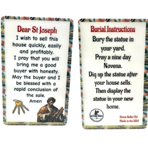 Westmon Works St Joseph Statue for Selling House Pack Figurine and Laminated Home Sale Prayer Holy Card with Instructions, Made in The USA
