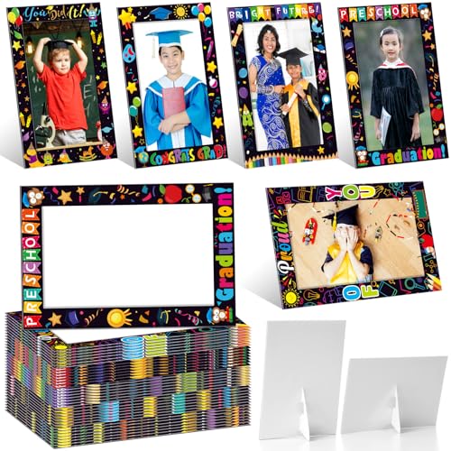 Image of AmazingSpark 50 Pack Kindergarten Graduation Picture Frames 2026 4 x 6 My First Preschool Graduation Picture Frame Gifts Cardboard Photo Display for Kids Boys Girls Students Son(Preschool)