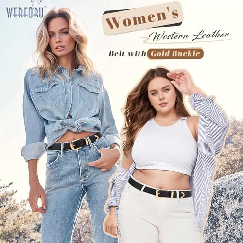 WERFORU Women Belt Fashion Leather Waist Belt for Pants Jean Women Leather Belts with Gold Buckle3