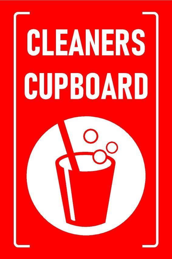 Cleaners cupboard sign - Self adhesive sticker (400mm x 300mm)
