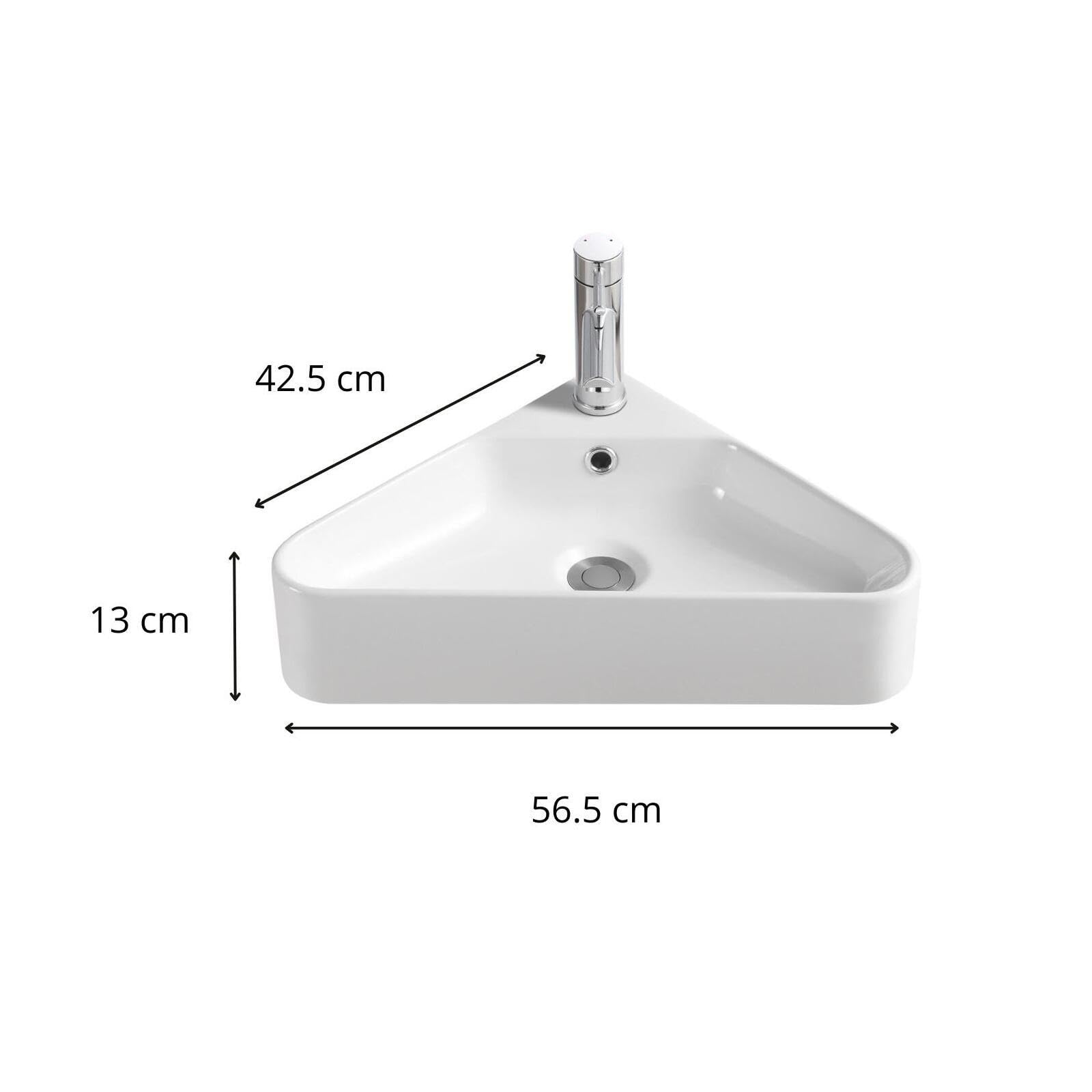 MOB-IN Lavabo angolare da appoggio in ceramica bianca 42,5 cm Margaux