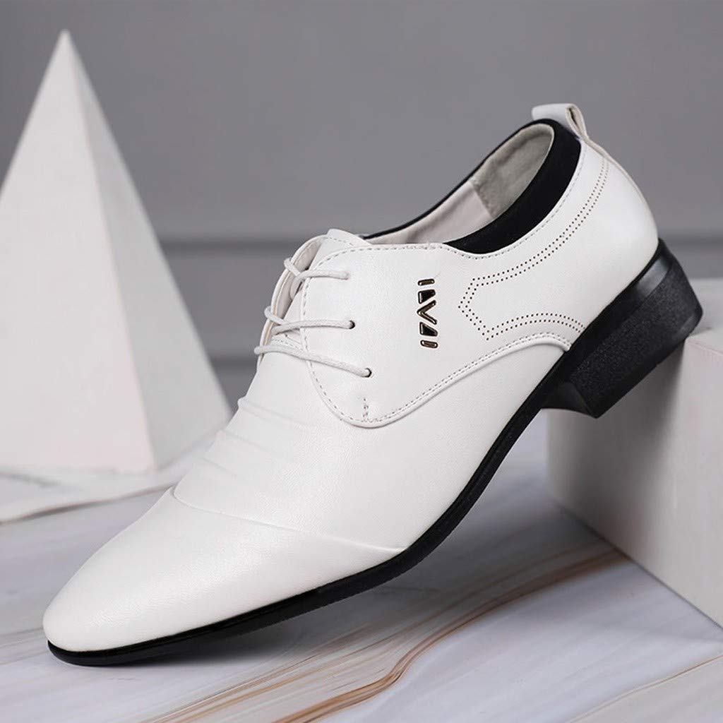 mens white dress shoes Amazon.com: Brown Casual Dress Shoes for Men Shoes Suit Shoe Casual Shoes  Male Wedding Lace Leather Men Men's Casual Slip On Shoes Men's Loafers  (Color : White, Size : 6.5) : Clothing,