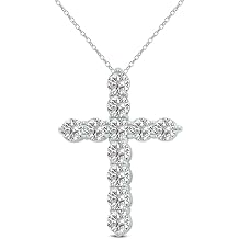 3 Carat TW Lab Grown Diamond Religious Cross Pendant in 14K White Gold - Size