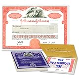 GiveAshare Johnson & Johnson Stock Certificate (JNJ) - Personalized Replica (Keepsake Folder)