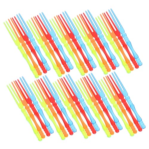 FRCOLOR 200個 使い捨てフルーツフォーク フードピックスティック 前菜用つまようじ プラスチック