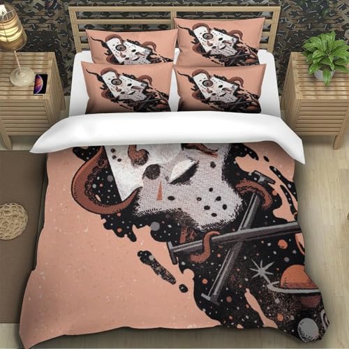 Housse de couette masque d'horreur 140x200cm style illustration pour ado - 5