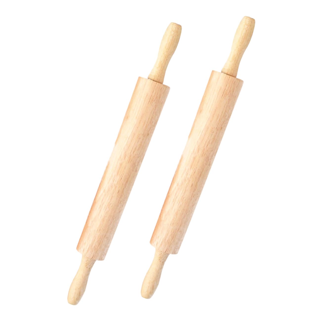 2piezas Rodillo de Amasar sin Cera Rodillo de Masa sin Pintar para Hornear Pan Pasteles Galletas Pizzas Tartas y Fondant Talla