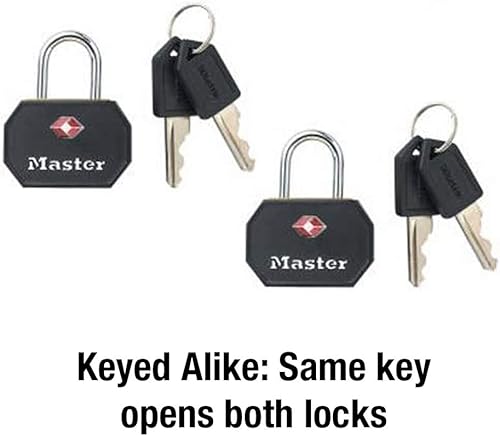 Miniatura 4 de Master Lock 4681TBLK - Candado de equipaje aprobado por la TSA con llave, paquete de 2, varios colores