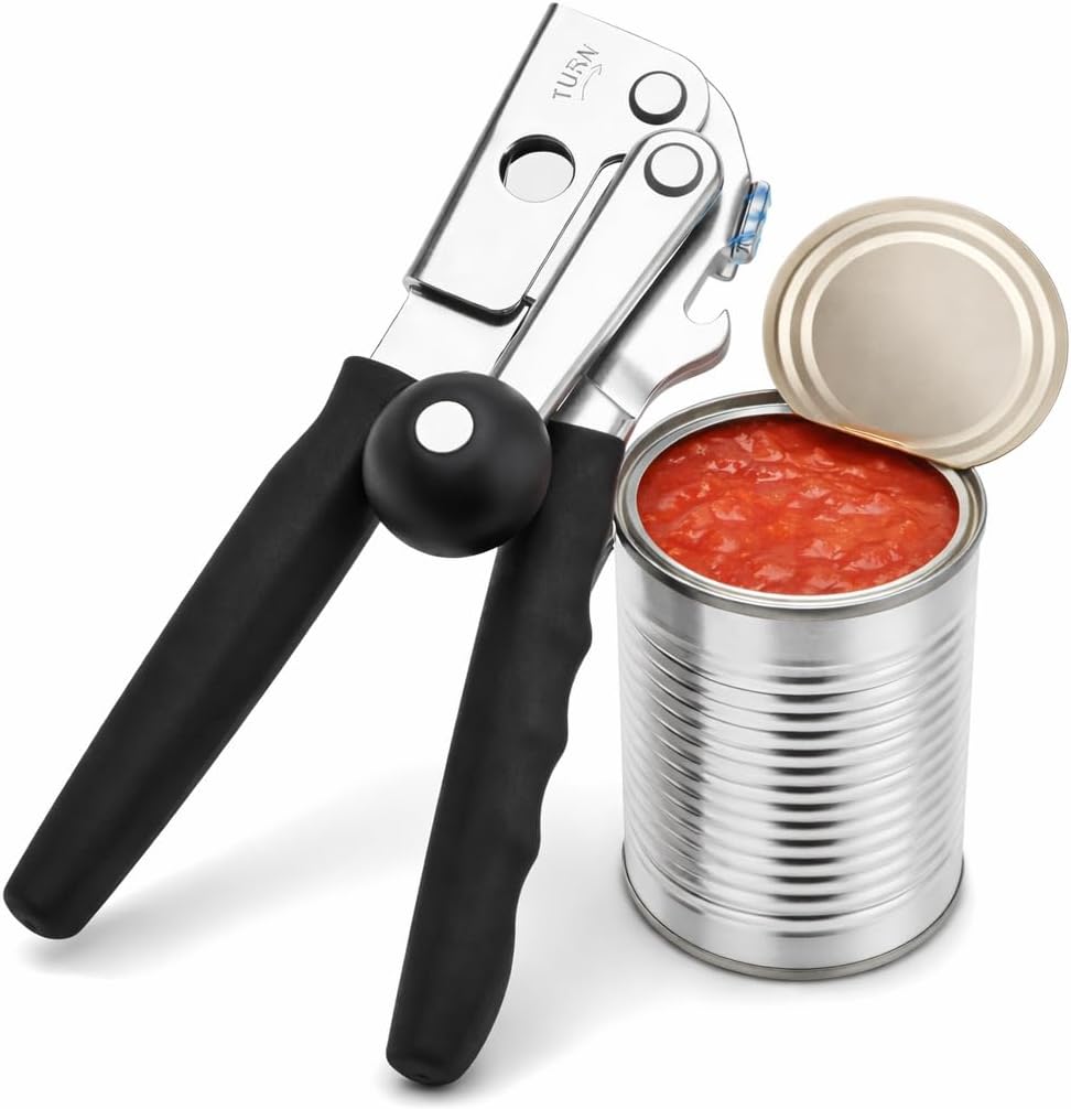 Commercial Can Opener, Heavy Duty Manual Can Opener for Large Cans, Hand Crank Can Opener with Magnetic Lid Lifter, Stainless Steel with Bottle Opener