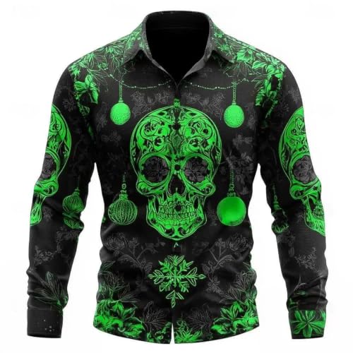 Camisa cómoda de calaveras para evitar la rigidez gótica en fiestas de manga larga