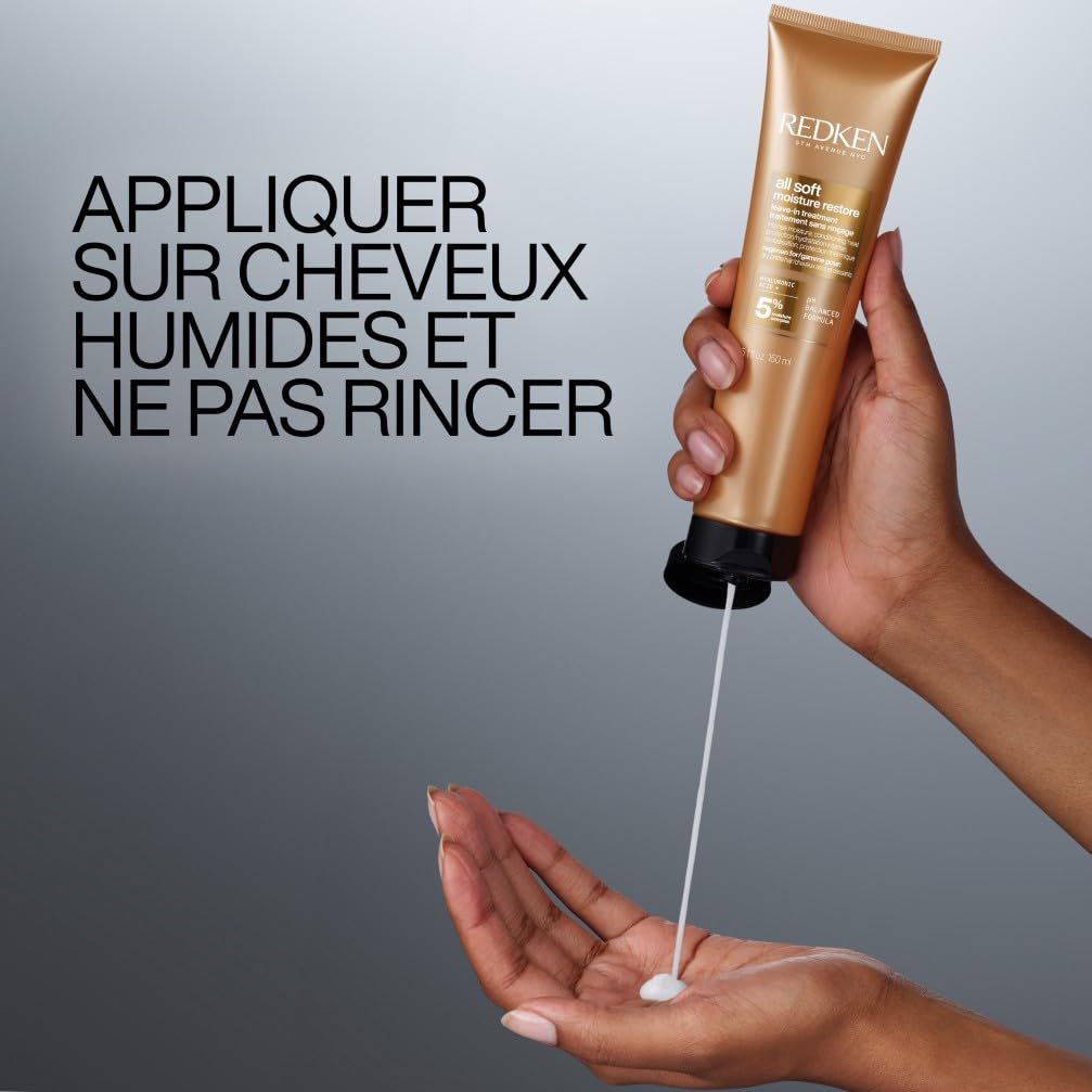 REDKEN - Leave In All Soft - Soin Thermoprotecteur Sans Rinçage - Hydrate & Retient l'Humidité Jusqu'à 72h - Cheveux 10x Plus Hydratés* - Cheveux Secs à Rêches - 150 ml